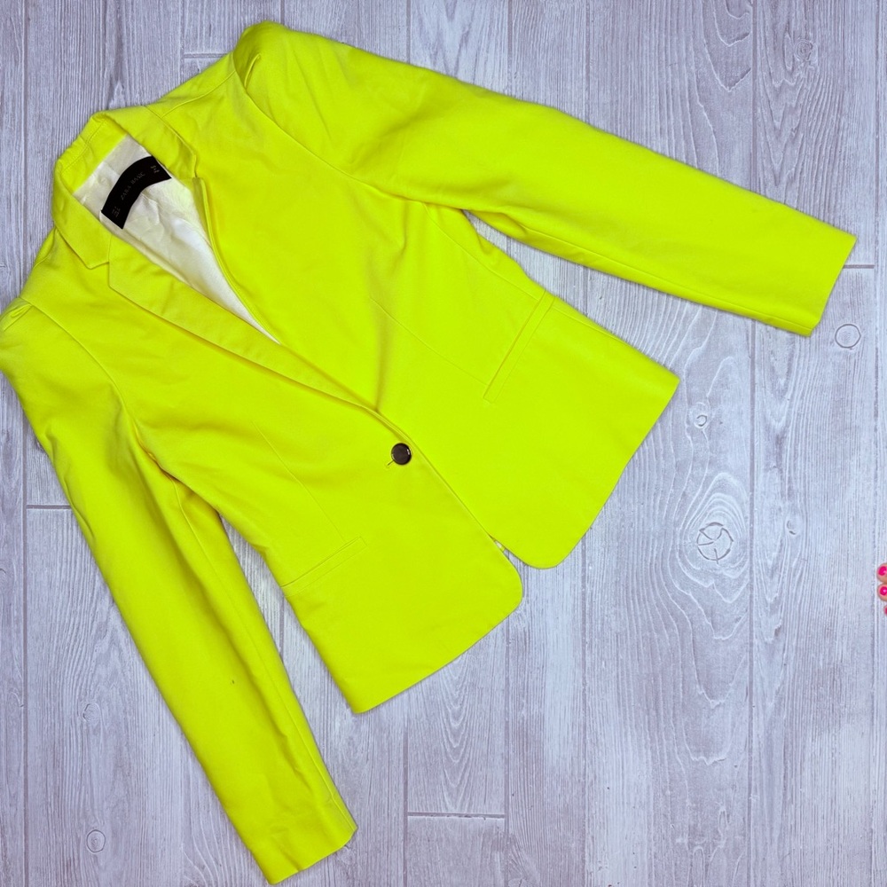 Zara Basic Long Sleeve Yellow Button Front Cardig… - image 1